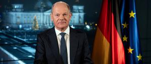 Bundeskanzler Olaf Scholz verwies in seiner Rede auf die „Erfolgsgeschichte Deutschlands“. 