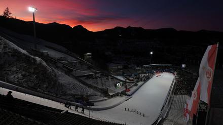 Die fast leere Arena in Oberstdorf.