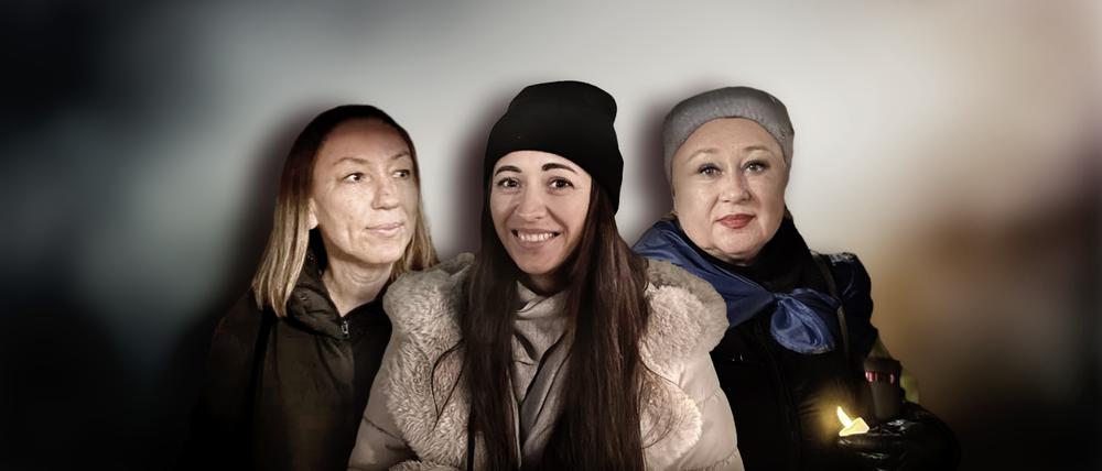 Die Ukrainierinnen Tetiana Chupryna, Angelika Soldatenko und Iryna Mykula (v.l.) hoffen auf Frieden im Jahr 2025.