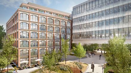 So sieht der Entwurf für das Bürogebäude in der „Neuen Bockbrauerei“ im Bergmannkiez aus, das das Land Berlin der Bauwert AG abkauft. Wenn es fertig gebaut ist, soll wohl der Landesrechnungshof einziehen. 