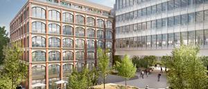 So sieht der Entwurf für das Bürogebäude in der „Neuen Bockbrauerei“ im Bergmannkiez aus, das das Land Berlin der Bauwert AG abkauft. Wenn es fertig gebaut ist, soll wohl der Landesrechnungshof einziehen. 
