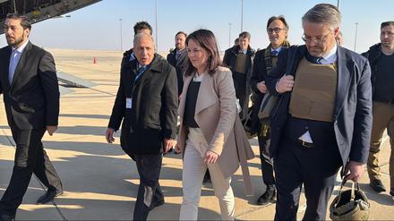Außenministerin Baerbock kurz nach ihrer Ankunft in Damaskus.