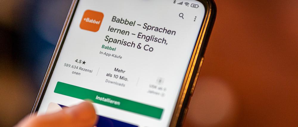 Die Sprachlern-App Babbel, hier in einem App-Store, setzt sich in vielen Ländern durch.