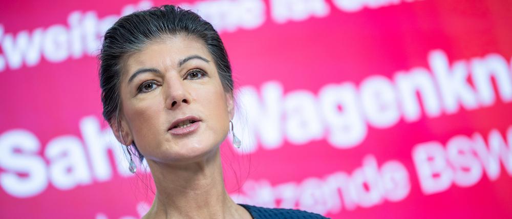 Sahra Wagenknecht, Bundesvorsitzende des Bündnis Sahra Wagenknecht (BSW), stellt die Kampagne der Partei zur Bundestagswahl 2025 vor.