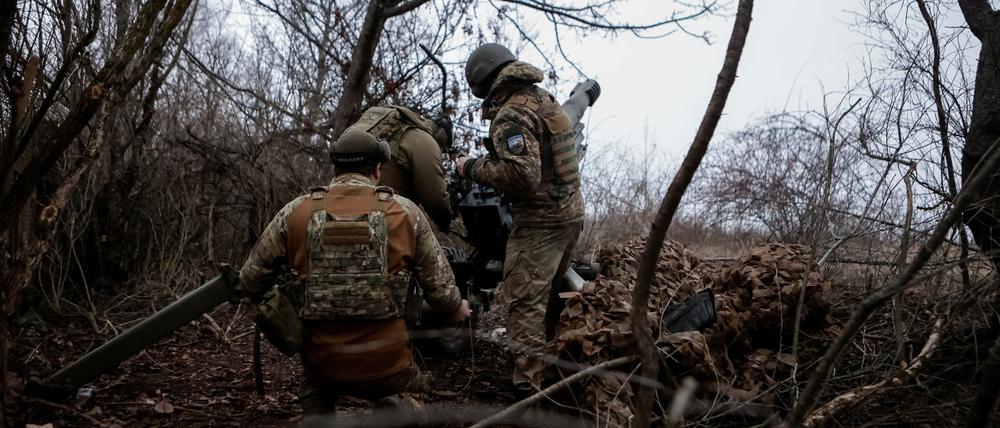 Ukrainische Soldaten in der Region Charkiw.