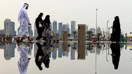 Die Silhouette des Finanzdistrikts von Doha.