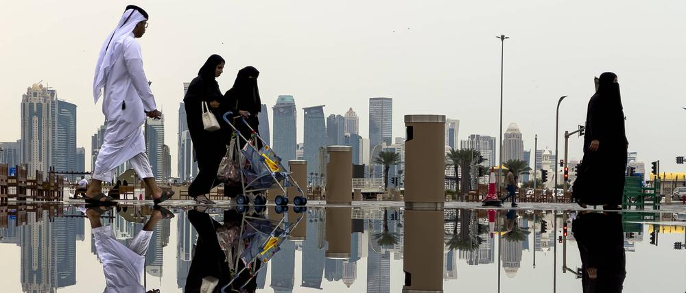 Die Silhouette des Finanzdistrikts von Doha.