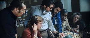 Jacques Lesgardes (Zinedine Soualem) Geoff Mason (John Magaro) Marianne Gebhard (Leonie Benesch) Carter (Marcus Rutherford) in „September 5“