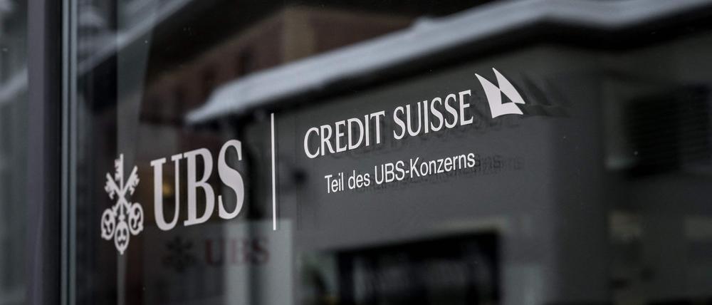 Ein Foto des Logos der Credit Suisse-Bank.
