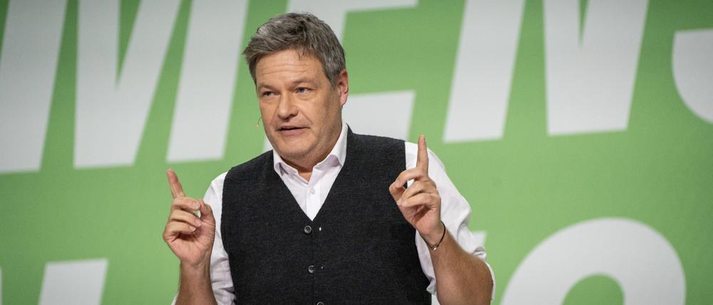 Spitzenkandidat Robert Habeck beim Wahlkampfauftakt der Grünen in Lübeck.