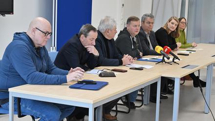 Bei der Pressekonferenz der Fraktionsvertreter. 
