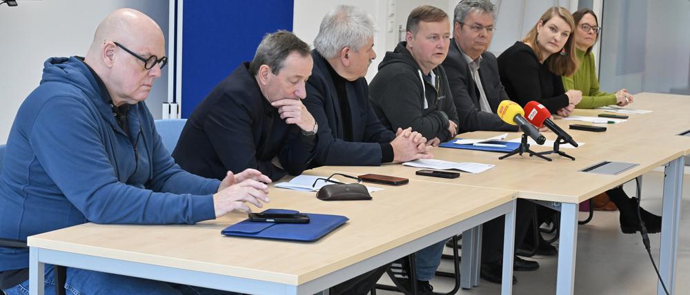 Bei der Pressekonferenz der Fraktionsvertreter.