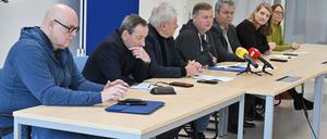 Bei der Pressekonferenz der Fraktionsvertreter. 