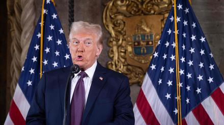 Der designierte US-Präsident Donald Trump bei einer Pressekonferenz in Mar-a-Lago/Florida.
