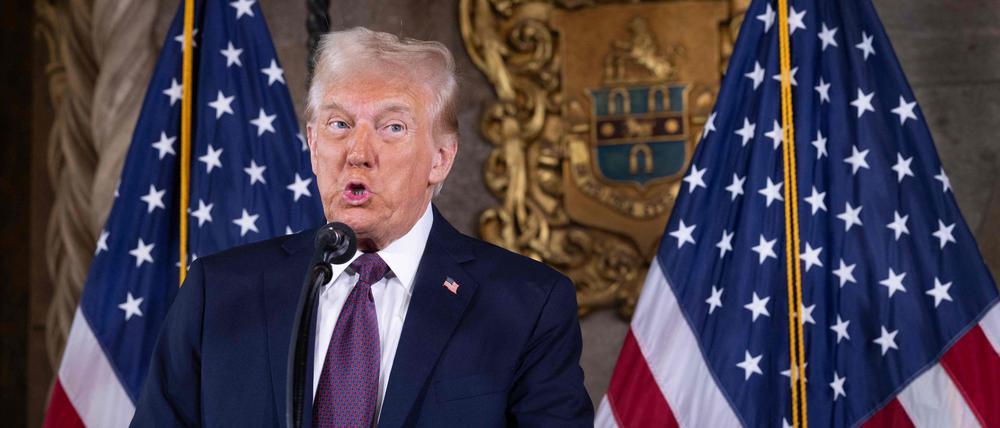 Der designierte US-Präsident Donald Trump bei einer Pressekonferenz in Mar-a-Lago/Florida.