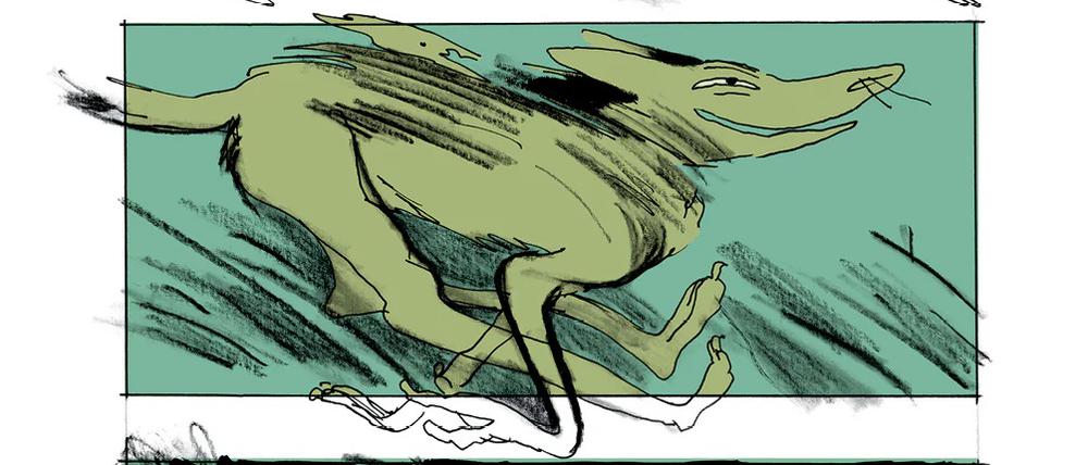 Fließende Grenzen zwischen Wolf und Mensch: Eine Szene aus dem Comic „Meute“ von Noëlle Kröger.