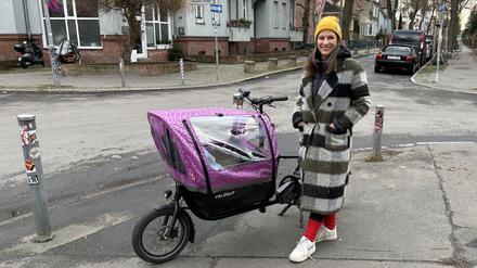 Julia Ehrenreich, Gründerin einer Firma für Lastenrad-Verdecke. 