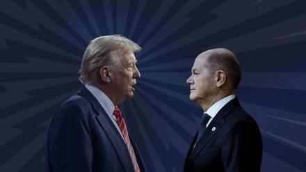 Donald Trump (l.) und Kanzler Olaf Scholz