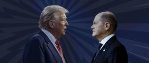 Donald Trump (l.) und Kanzler Olaf Scholz