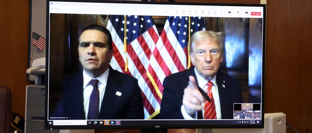 Trump war per Video bei der Strafmaßverkündung zugeschaltet.