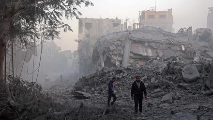 Zerstörtes Flüchtlingssiedlung im Gazastreifen.