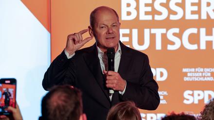 Bundeskanzler Olaf Scholz bei einerWahlkampfveranstaltung der SPD