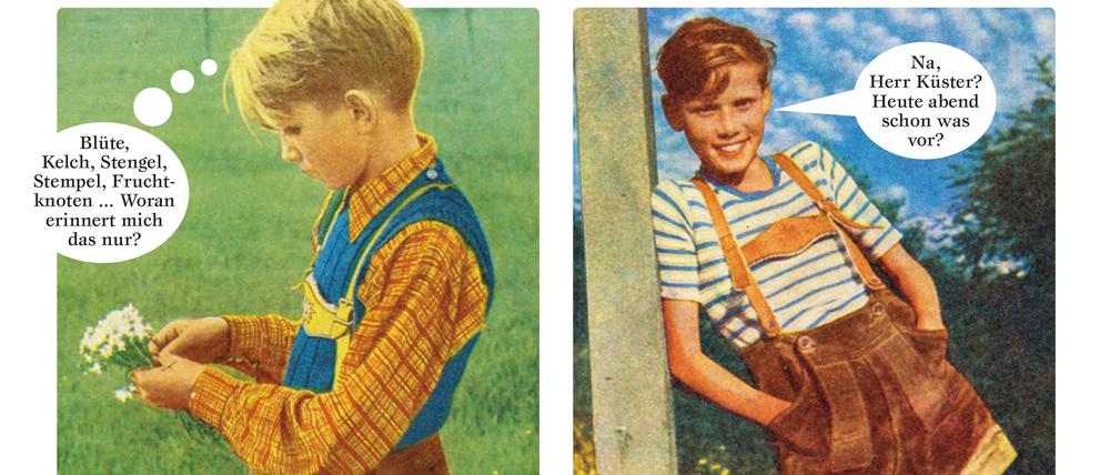 Eine Bildsequenz aus „Das Ei des Kolumbus. Römisch-katholische Fotoromane“.
