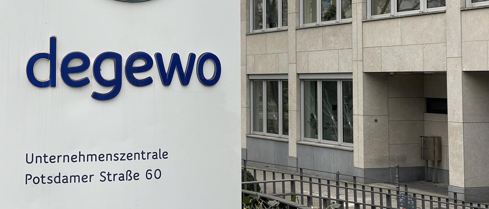 Unternehmenszentrale der Degewo, landeseigene Wohnungsgesellschaft, mit eingeschlagenen Scheiben am 14.1.2025, in der Potsdamer Straße.
