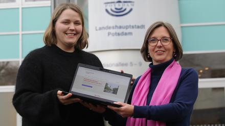 Kathrin Kortmann (l.) und Heike Bojunga haben die neue Beteiligungsplattform für Potsdamerinnen und Potsdamer vorgestellt.