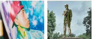 Jonny K und die Skulptur für den Sportpark.