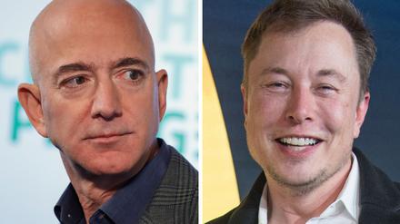 Elon Musk (rechts) und Jeff Bezos haben beide Weltraumunternehmen gegründet. (Archivbild)