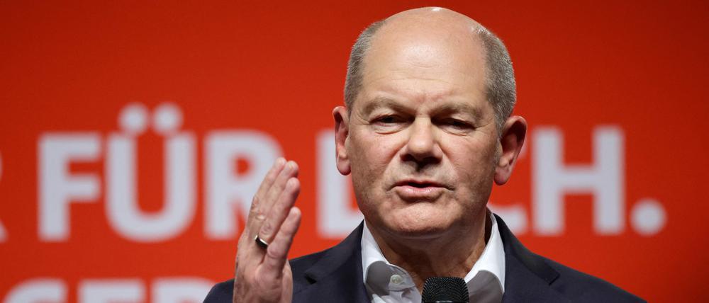 Olaf Scholz am Freitag bei seinem Auftritt in Wolfsburg.
