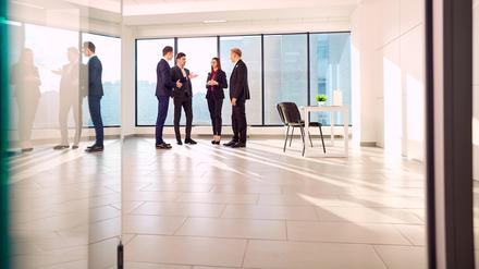 Business people talking team working in a modern office