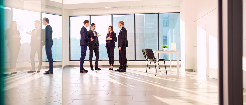 Business people talking team working in a modern office