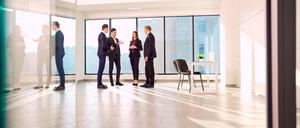 Business people talking team working in a modern office