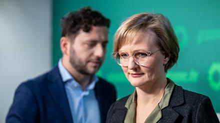 Felix Banaszak und Franziska Brantner stehen seit einem halben Jahr an der Spitze der Grünen.