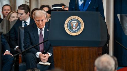 US-Präsident Donald Trump (78) kurz vor seiner Rede zur Amtseinführung im Kapitol in Washington.