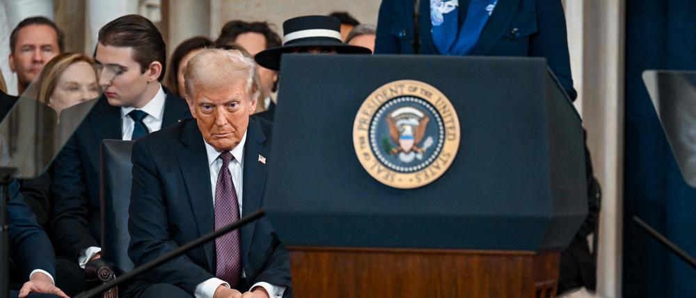 US-Präsident Donald Trump (78) kurz vor seiner Rede zur Amtseinführung im Kapitol in Washington.