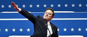 Elon Musk hält eine Rede vor Trump-Unterstützern.