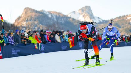 Philipp Nawrath beim Massenstart in Ruhpolding