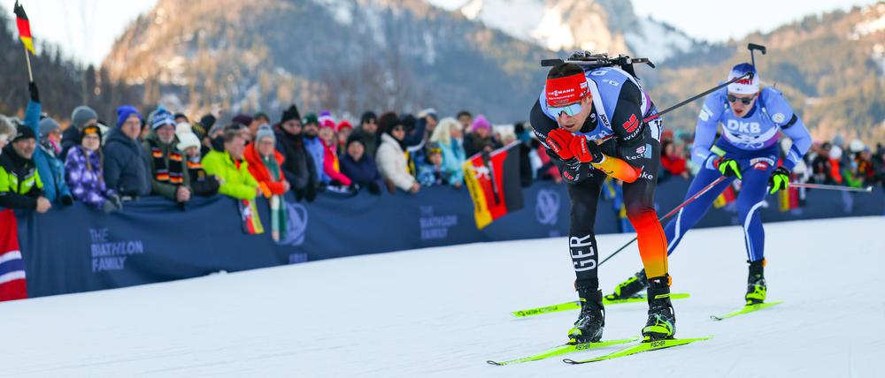 Philipp Nawrath beim Massenstart in Ruhpolding