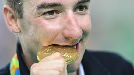 Elia Viviani ist bei den Sixdays in Berlin dabei.