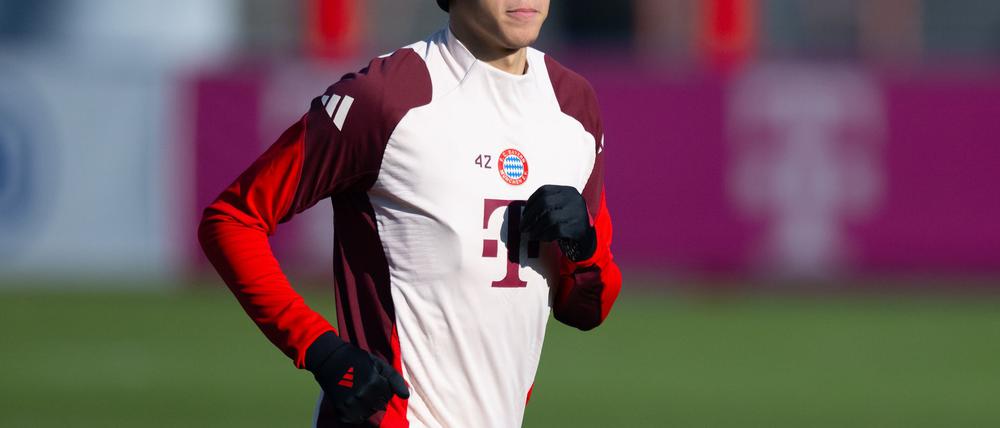 Jamal Musiala noch beim Training in München.