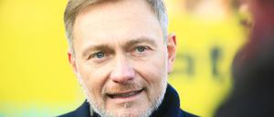 Christian Lindner beim Wahlkampf der FDP auf dem Domplatz in Erfurt.