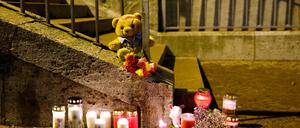 Candles and flowers are placed in a park, where earlier today two people were killed in a knife attack, one of them a child, in Aschaffenburg, Germany, January 22, 2025.     REUTERS/Heiko Becker