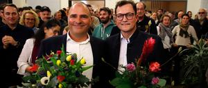 Markus Schmidt (l.) und Bodo Krause gehen am 16. Februar in die Stichwahl um das Bürgermeisteramt in Kleinmachnow.