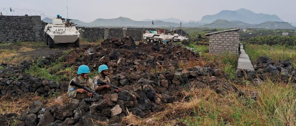 Soldaten einer UN-Mission am 26. Januar 2025 in der Provinz Nord-Kivu im Kongo.
