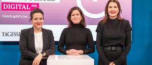 Kick-off Tagesspiegel macht Schule – Digital, hier von links: Anke Myrrhe, Katharina Günther-Wünsch, Stefanie Kreusel