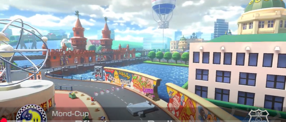 Ein Ausschnitt aus der Strecke bei Maro Kart 8 Deluxe.