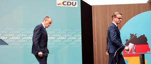 CDU-Chef Friedrich Merz und CDU-Generalsekretär Carsten Linnemann bei einer Pressekonferenz am 27. Januar in Berlin.